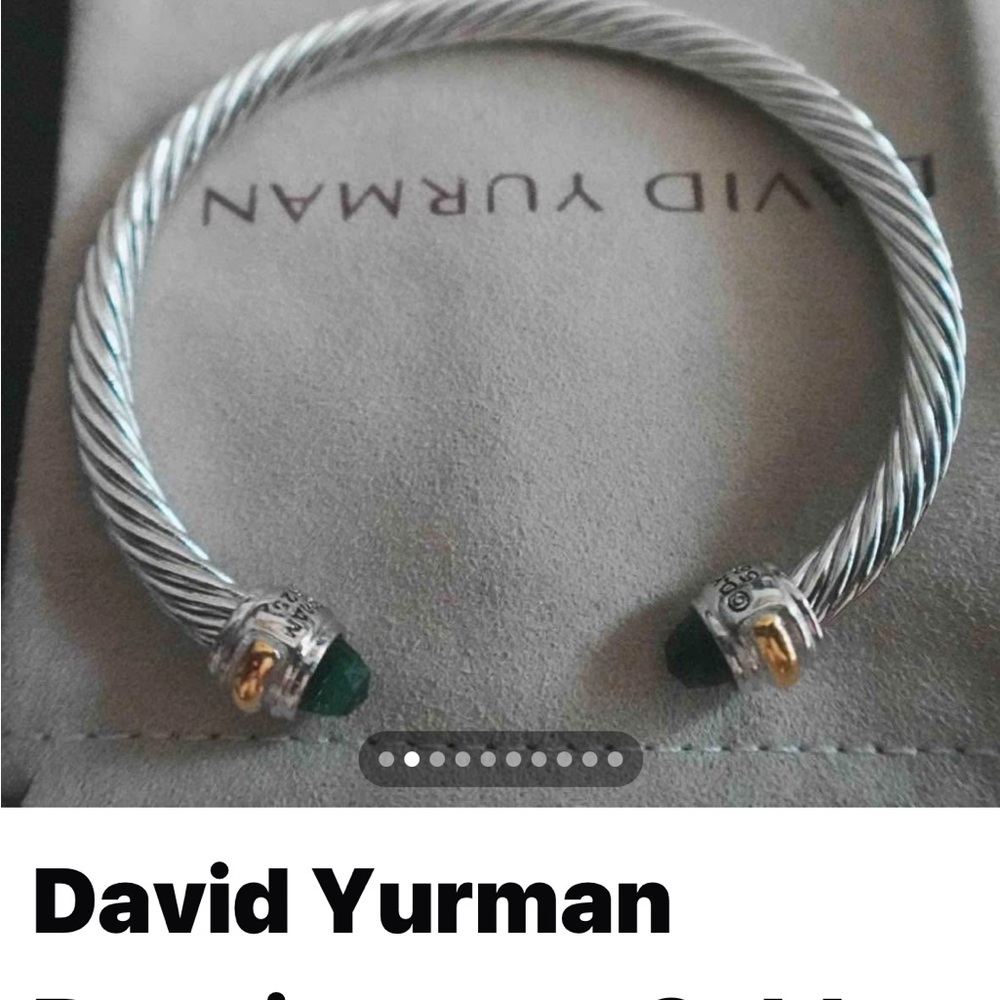 SALE 3/23 only David Yurman Twisted Cable Cuff Bracelet with Green Stone
